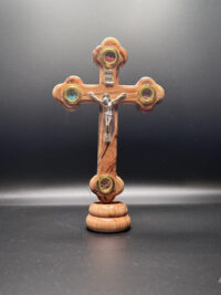 Free Standing Olive Wood Cross Crucifix – 3 Incense & Holy Soil - Image 2