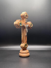 Free Standing Olive Wood Cross Crucifix – 3 Incense & Holy Soil