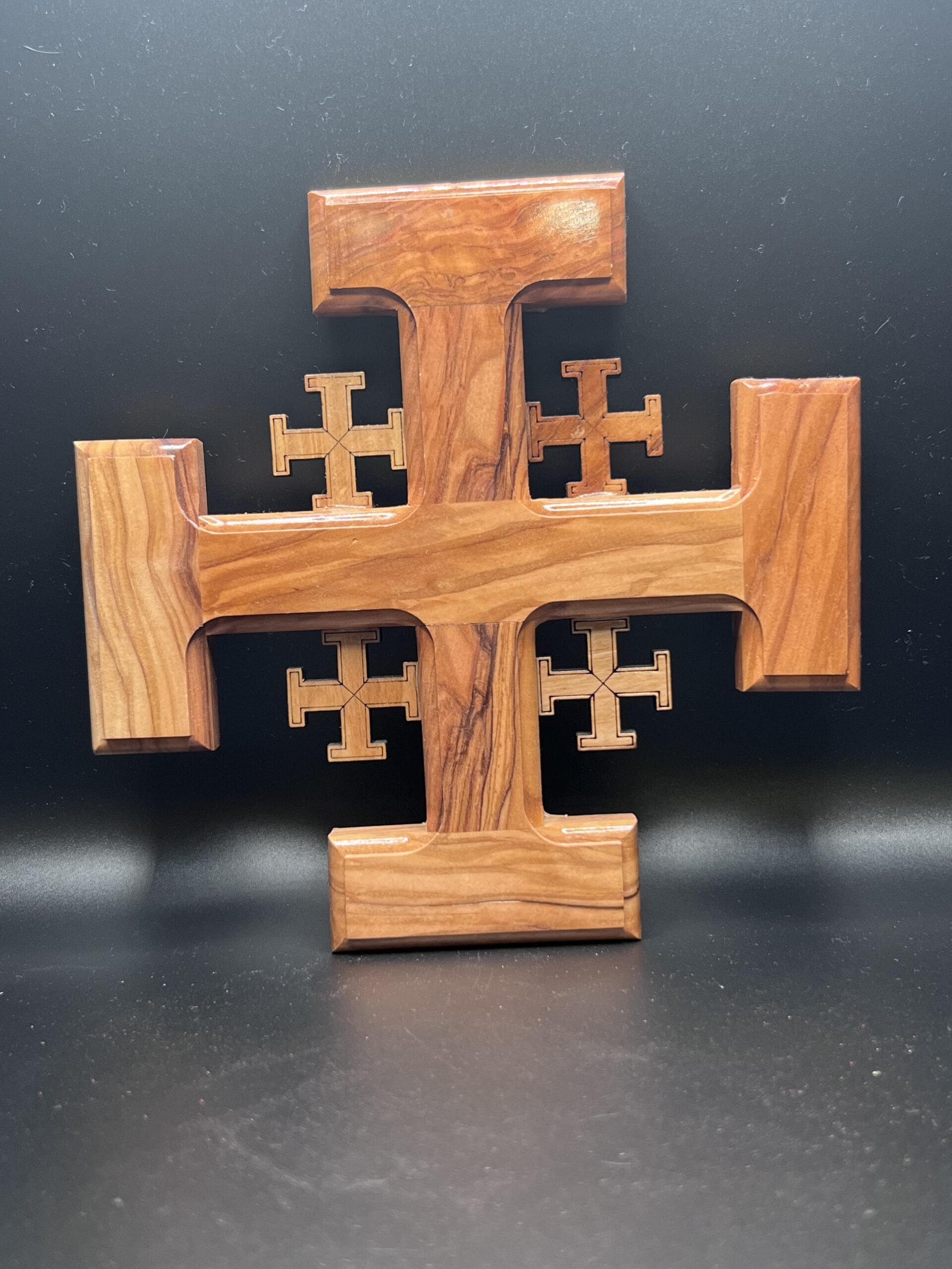 Large Olive Wood ‘Jerusalem Cross’ - Image 2