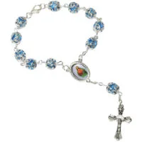 Blue Crystal Rosary Bead Bracelet