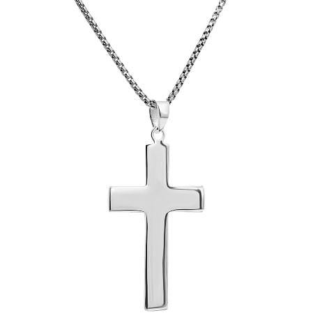 Classic Sterling Silver Cross Necklace with ‘Jerusalem’ Engraving