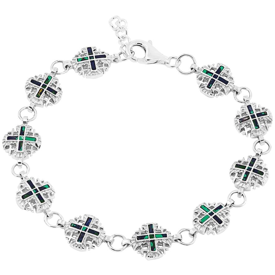 Jerusalem Cross ‘Solomon Stone’ Bracelet in Sterling Silver