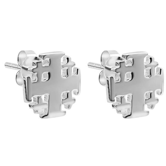 Jerusalem Cross Sterling Silver Studs Earings