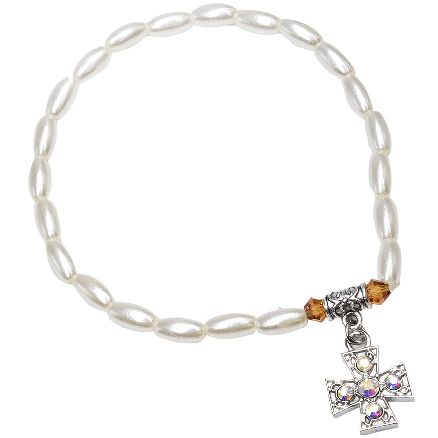 White Pearl and Zircon Bracelet from Jerusalem